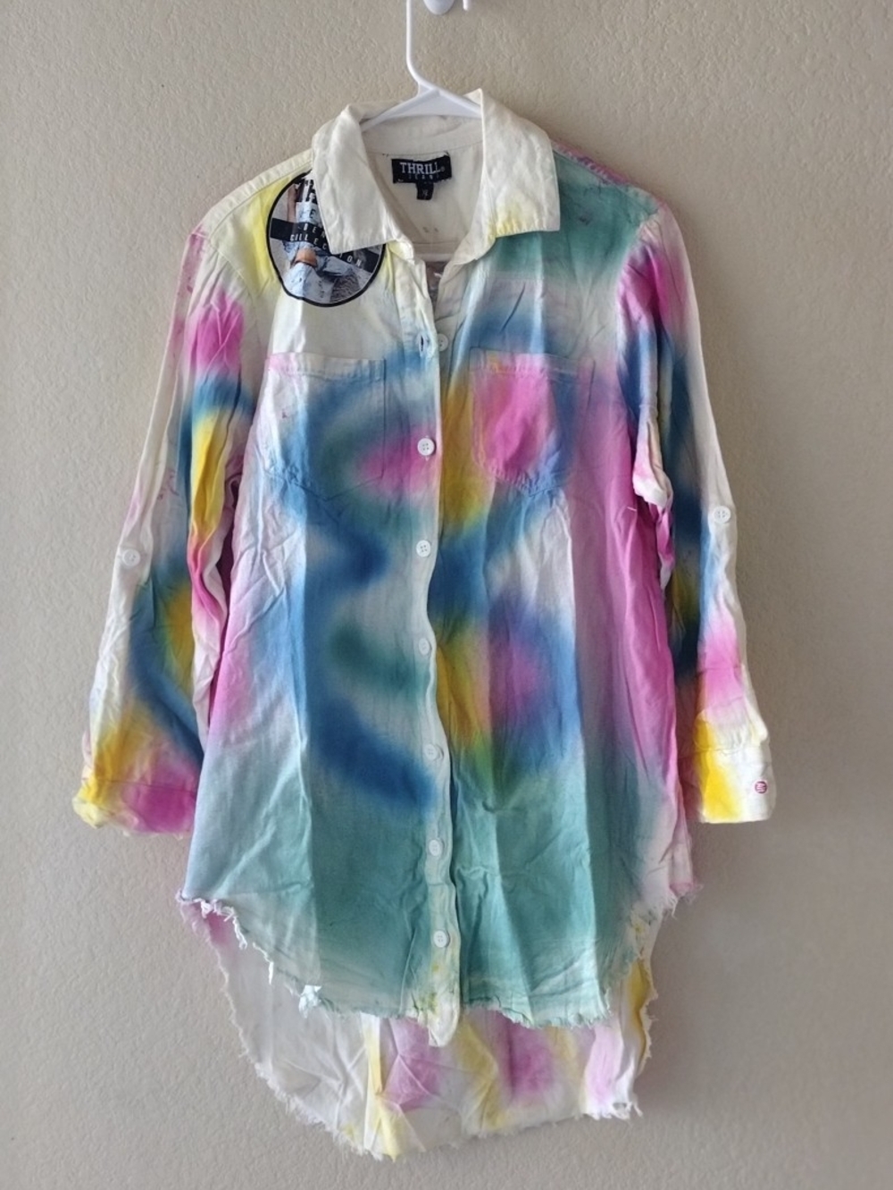 Thrill Denim Collection Women's Multicolor Tie-Dye Button-Up Shirt
